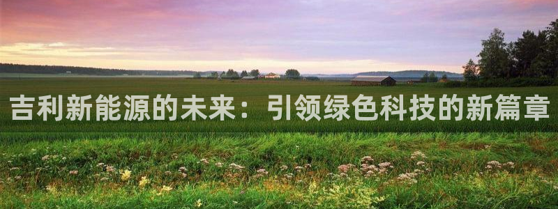 新宝gg如何登录:吉利新能源的未来:引领绿色科技的新篇章